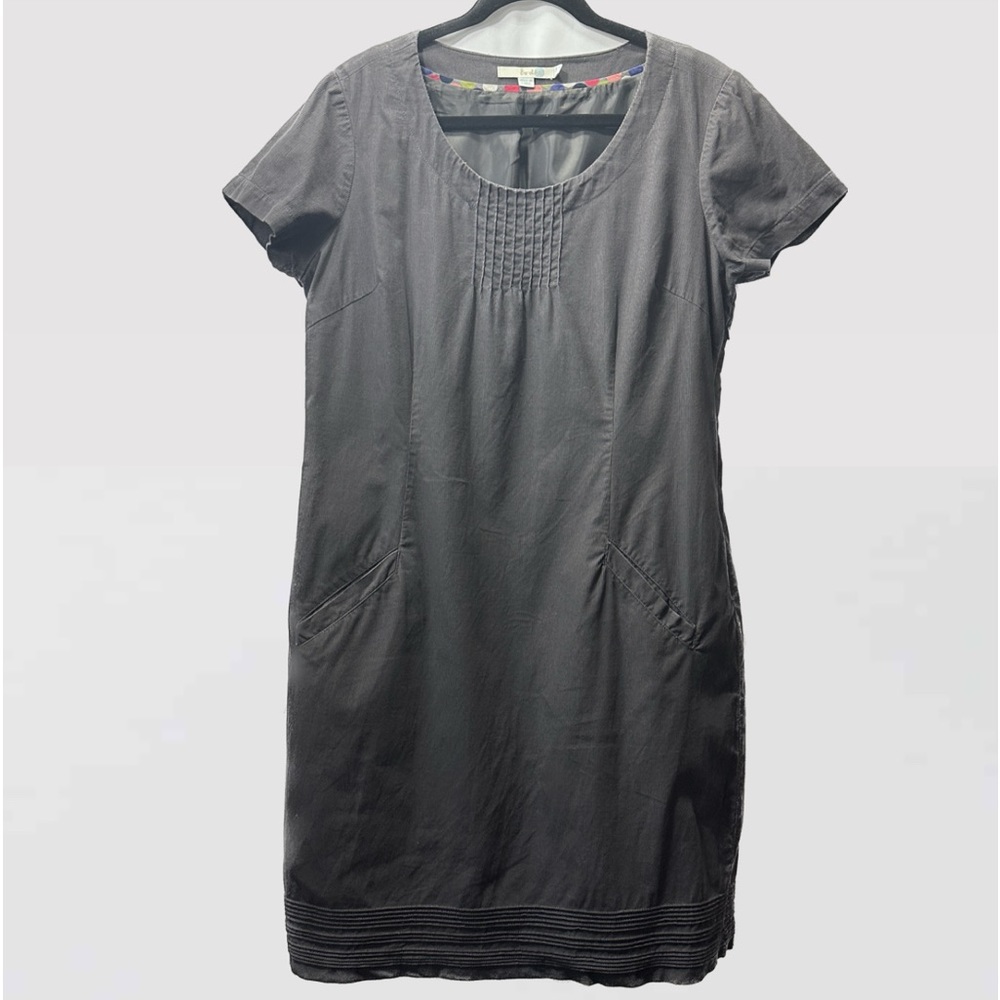 Boden Montmartre Needlecord Pintuck Corduroy Charcoal Grey Dress Size US 12